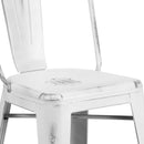 Sabine 24" Metal Indoor-Outdoor Counter Stool with Vertical Slat Back and Integrated Footrest