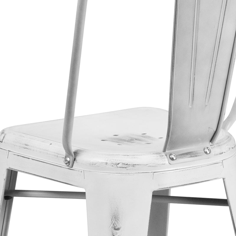 Sabine 24" Metal Indoor-Outdoor Counter Stool with Vertical Slat Back and Integrated Footrest