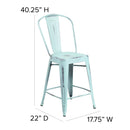 Sabine 24" Metal Indoor-Outdoor Counter Stool with Vertical Slat Back and Integrated Footrest