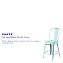 Sabine 24" Metal Indoor-Outdoor Counter Stool with Vertical Slat Back and Integrated Footrest