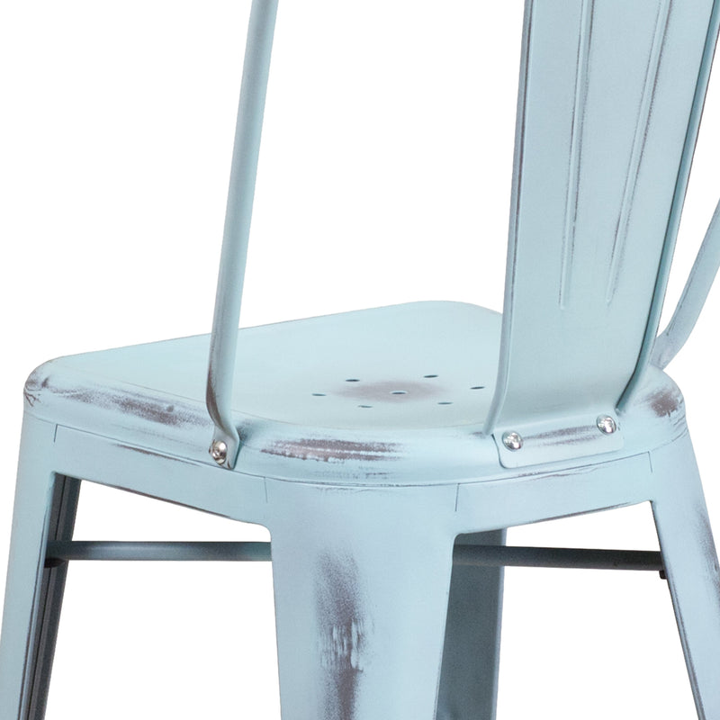 Sabine 24" Metal Indoor-Outdoor Counter Stool with Vertical Slat Back and Integrated Footrest