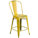 Sabine 24" Metal Indoor-Outdoor Counter Stool with Vertical Slat Back and Integrated Footrest