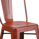 Sabine 24" Metal Indoor-Outdoor Counter Stool with Vertical Slat Back and Integrated Footrest