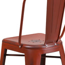 Sabine 24" Metal Indoor-Outdoor Counter Stool with Vertical Slat Back and Integrated Footrest