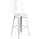 Sabine 30" Metal Indoor-Outdoor Counter Stool with Vertical Slat Back and Integrated Footrest
