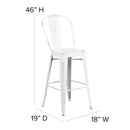 Sabine 30" Metal Indoor-Outdoor Counter Stool with Vertical Slat Back and Integrated Footrest