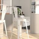Sabine 30" Metal Indoor-Outdoor Counter Stool with Vertical Slat Back and Integrated Footrest