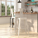 Sabine 30" Metal Indoor-Outdoor Counter Stool with Vertical Slat Back and Integrated Footrest