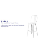 Sabine 30" Metal Indoor-Outdoor Counter Stool with Vertical Slat Back and Integrated Footrest
