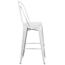 Sabine 30" Metal Indoor-Outdoor Counter Stool with Vertical Slat Back and Integrated Footrest