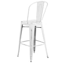 Sabine 30" Metal Indoor-Outdoor Counter Stool with Vertical Slat Back and Integrated Footrest