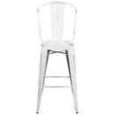 Sabine 30" Metal Indoor-Outdoor Counter Stool with Vertical Slat Back and Integrated Footrest