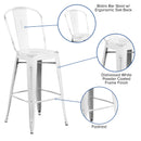 Sabine 30" Metal Indoor-Outdoor Counter Stool with Vertical Slat Back and Integrated Footrest