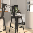 Sabine 30" Metal Indoor-Outdoor Counter Stool with Vertical Slat Back and Integrated Footrest