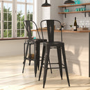 Sabine 30" Metal Indoor-Outdoor Counter Stool with Vertical Slat Back and Integrated Footrest