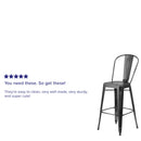 Sabine 30" Metal Indoor-Outdoor Counter Stool with Vertical Slat Back and Integrated Footrest