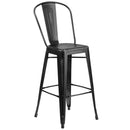 Sabine 30" Metal Indoor-Outdoor Counter Stool with Vertical Slat Back and Integrated Footrest