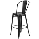 Sabine 30" Metal Indoor-Outdoor Counter Stool with Vertical Slat Back and Integrated Footrest