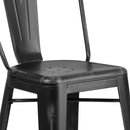 Sabine 30" Metal Indoor-Outdoor Counter Stool with Vertical Slat Back and Integrated Footrest