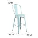 Sabine 30" Metal Indoor-Outdoor Counter Stool with Vertical Slat Back and Integrated Footrest