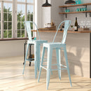 Sabine 30" Metal Indoor-Outdoor Counter Stool with Vertical Slat Back and Integrated Footrest