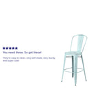 Sabine 30" Metal Indoor-Outdoor Counter Stool with Vertical Slat Back and Integrated Footrest