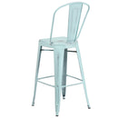 Sabine 30" Metal Indoor-Outdoor Counter Stool with Vertical Slat Back and Integrated Footrest