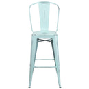 Sabine 30" Metal Indoor-Outdoor Counter Stool with Vertical Slat Back and Integrated Footrest