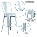 Sabine 30" Metal Indoor-Outdoor Counter Stool with Vertical Slat Back and Integrated Footrest