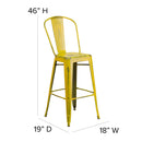 Sabine 30" Metal Indoor-Outdoor Counter Stool with Vertical Slat Back and Integrated Footrest