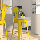 Sabine 30" Metal Indoor-Outdoor Counter Stool with Vertical Slat Back and Integrated Footrest