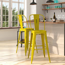 Sabine 30" Metal Indoor-Outdoor Counter Stool with Vertical Slat Back and Integrated Footrest