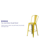 Sabine 30" Metal Indoor-Outdoor Counter Stool with Vertical Slat Back and Integrated Footrest