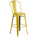 Sabine 30" Metal Indoor-Outdoor Counter Stool with Vertical Slat Back and Integrated Footrest