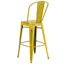 Sabine 30" Metal Indoor-Outdoor Counter Stool with Vertical Slat Back and Integrated Footrest