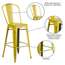 Sabine 30" Metal Indoor-Outdoor Counter Stool with Vertical Slat Back and Integrated Footrest