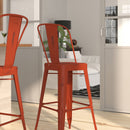 Sabine 30" Metal Indoor-Outdoor Counter Stool with Vertical Slat Back and Integrated Footrest