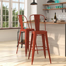 Sabine 30" Metal Indoor-Outdoor Counter Stool with Vertical Slat Back and Integrated Footrest