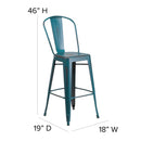 Sabine 30" Metal Indoor-Outdoor Counter Stool with Vertical Slat Back and Integrated Footrest