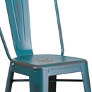 Sabine 30" Metal Indoor-Outdoor Counter Stool with Vertical Slat Back and Integrated Footrest