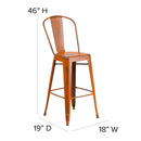 Sabine 30" Metal Indoor-Outdoor Counter Stool with Vertical Slat Back and Integrated Footrest