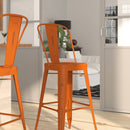Sabine 30" Metal Indoor-Outdoor Counter Stool with Vertical Slat Back and Integrated Footrest