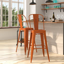 Sabine 30" Metal Indoor-Outdoor Counter Stool with Vertical Slat Back and Integrated Footrest