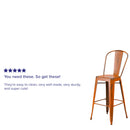 Sabine 30" Metal Indoor-Outdoor Counter Stool with Vertical Slat Back and Integrated Footrest