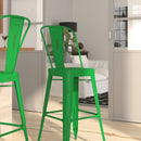 Sabine 30" Metal Indoor-Outdoor Counter Stool with Vertical Slat Back and Integrated Footrest