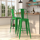 Sabine 30" Metal Indoor-Outdoor Counter Stool with Vertical Slat Back and Integrated Footrest