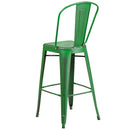 Sabine 30" Metal Indoor-Outdoor Counter Stool with Vertical Slat Back and Integrated Footrest