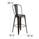 Sabine 30" Metal Indoor-Outdoor Counter Stool with Vertical Slat Back and Integrated Footrest