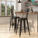 Sabine 30" Metal Indoor-Outdoor Counter Stool with Vertical Slat Back and Integrated Footrest