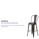 Sabine 30" Metal Indoor-Outdoor Counter Stool with Vertical Slat Back and Integrated Footrest